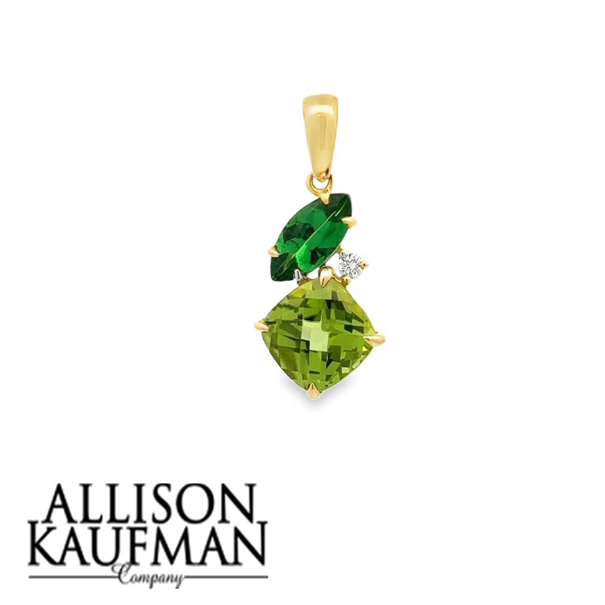 Peridot, Garnet (Tsavorite), & Diamond Pendant
